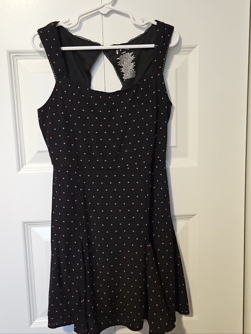 art class Black Mini Dress with Red Dot Print